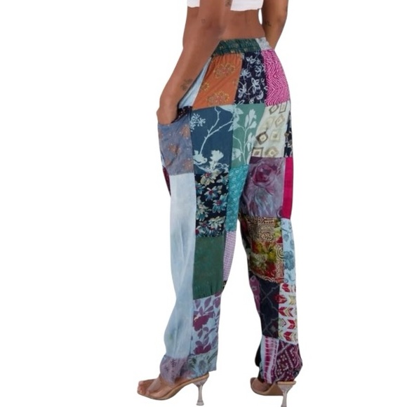 Boho Patchwork Pants Rayon made in India - Various Colors - Picture 3 of 3